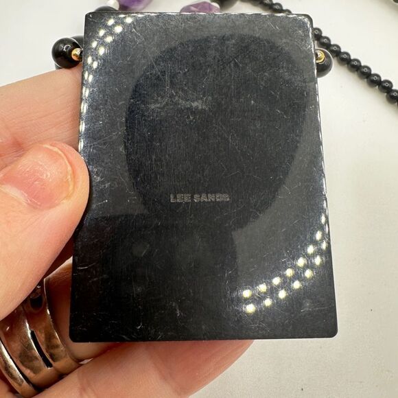 Vintage Lee Sands Black beads, Amethyst, Mother of Pearl Flower necklace! - Picture 5 of 12